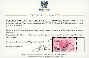 SERVIZIO AEREO 1934  -25 + 5 lire ... 