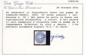 1863 - 10 soldi azzurro, dent. 14 ... 