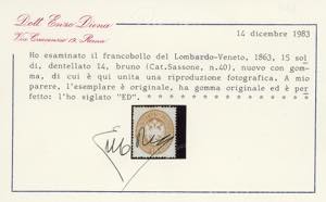 1863 - 15 soldi bruno, dent. 14 ... 