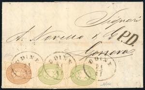 1865 - 3 soldi verde, due esemplari, 15 ... 