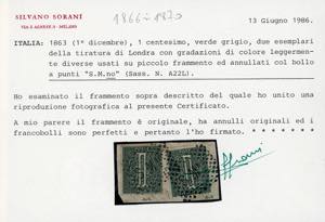 1866 - 1 cent. De La Rue, tiratura ... 