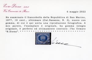 1877 - 10 cent. oltremare Stemma ... 