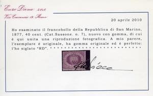 1877 - 40 cent. Stemma (7), ... 