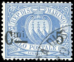 1892 - 5 cent. su 10 cent. oltremare (8A), ... 