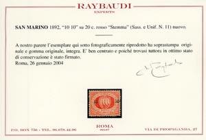 1892 - 10 cent. su 10 cent. Stemma ... 