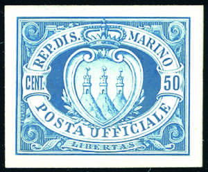 1894 - 50 cent. azzurro Stemma, dicitura ... 