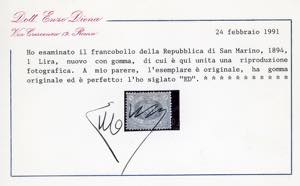 1894 - 1 lira oltremare Stemma ... 