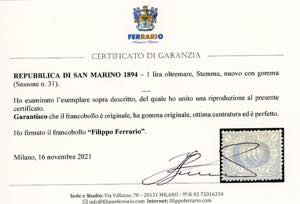 1894 - 1 lira oltremare Stemma ... 