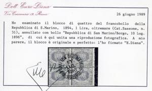 1894 - 1 lira oltremare Stemma ... 