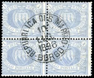 1894 - 1 lira oltremare Stemma (31), blocco ... 