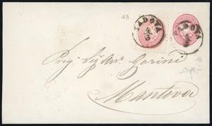 1864 - 5 soldi rosa carminio, busta postale ... 