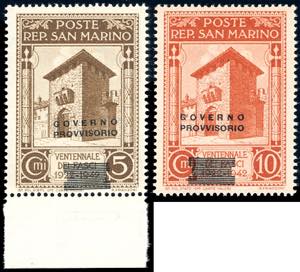 1943 - 5 cent., 10 cent. soprastampa  ... 