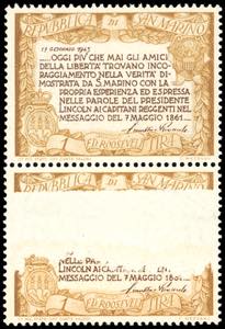 1947 - 1 lira Roosvelt, coppia verticale, ... 