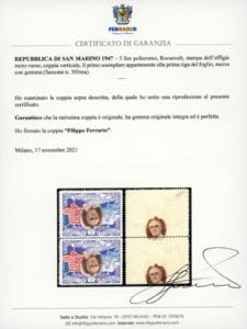 1947 - 5 lire Roosvelt, stampa ... 