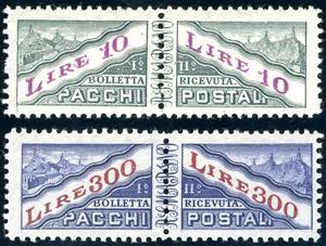1953 - 10 lire, 300 lire, filigrana ruota ... 