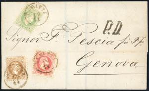 AUSTRIA LEVANTE 1872 - 3 soldi verde, stampa ... 