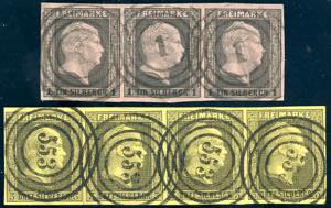 GERMANIA PRUSSIA 1850 - 1 s. nero su rosa, ... 