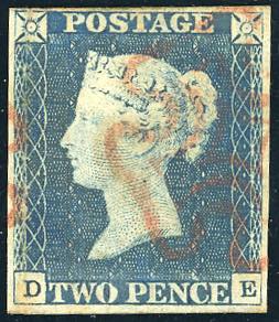 GRAN BRETAGNA 1840 - 2 pence blu (2), usato, ... 