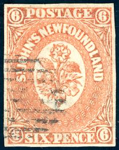 TERRANOVA NEWFOUNDLAND 1860 - 6 d. vermiglio ... 