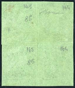 1855 - 5 cent. verde oliva, blocco ... 