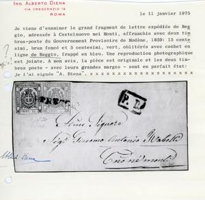 1859 - 15 cent. bruno scuro, 5 ... 