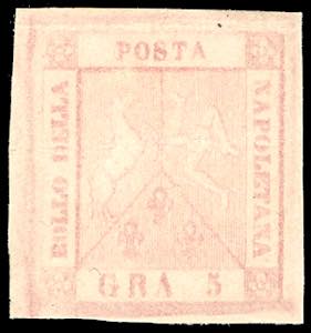 1858 - 5 grana rosa chiaro, I tavola (8c), ... 