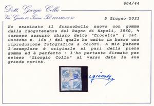 1860 - 1/2 tornese azzurro chiaro ... 