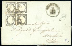 1861 - 1 grano nero grigiastro (19), blocco ... 