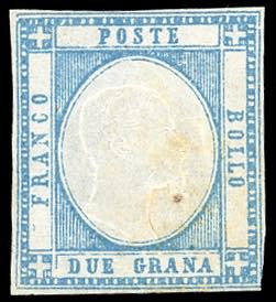 1861 - 2 grana celeste (20a), gomma ... 