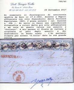 1861 - 2 grana azzurro (20b), sei ... 