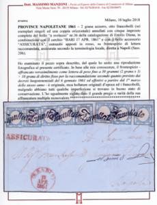 1861 - 2 grana azzurro (20b), sei ... 