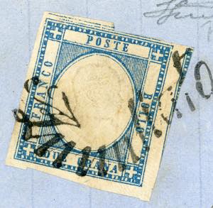 1861 - 2 grana azzurro, doppio ... 