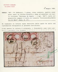 1861 - 5 grana rosso carminio ... 