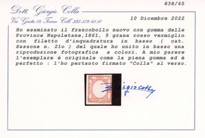 1861 - 5 grana rosso vermiglio, ... 