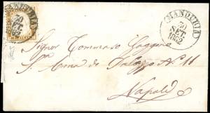 1862 - 10 cent. bruno (Regno 1c), bordo di ... 