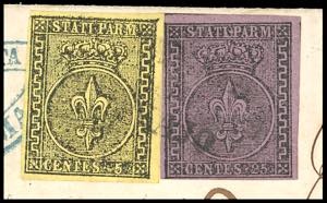 1853 - 25 cent. violetto, 5 cent. ... 