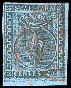 1852 - 40 cent. azzurro (5), parziale ma ben ... 