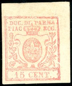 1859 - 15 cent. vermiglio (9), angolo di ... 
