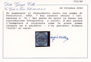 1852 - 7 baj azzurro (8), gomma ... 