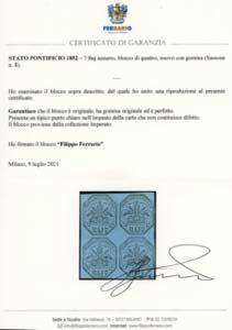 1852 - 7 baj azzurro (8), blocco ... 