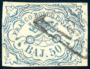 1852 - 50 baj azzurro (10), usato, perfetto. ... 