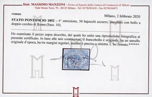 1852 - 50 baj azzurro (10), usato ... 