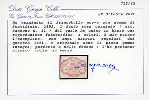 1852 - 1 scudo rosa carminio (11), ... 