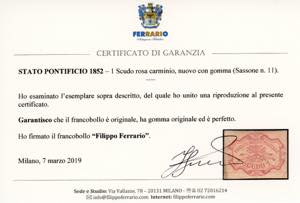 1852 - 1 scudo rosa carminio (11), ... 