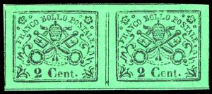 1867 - 2 cent. verde giallo (13), coppia ... 