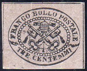 1867 - 3 cent. grigio rosa (14), gomma ... 