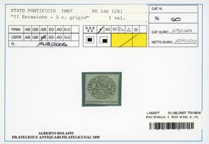 1867 - 3 cent. grigio (15), bordo ... 