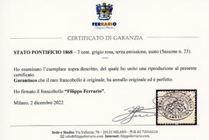 1868 - 3 cent. grigio rosa (23), ... 