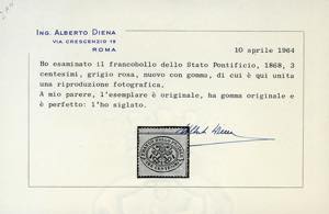 1868 - 3 cent. grigio rosa, ... 