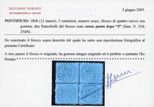 1868 - 5 cent. azzurro scuro, ... 